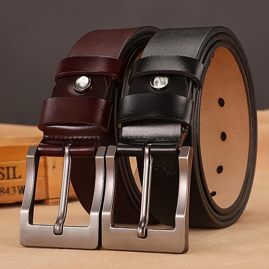 Genuine leather belt with large needle buckle, perfect gift for Valentine's Day.