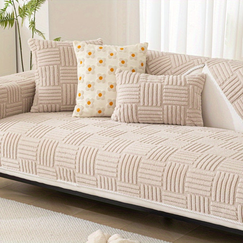 Soft, non-slip sofa cover for pet-friendly furniture protection in any room.