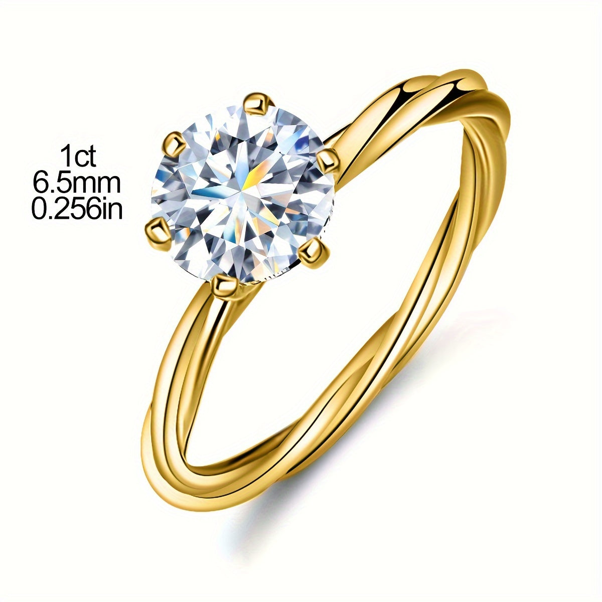 1 Carat Moissanite Sparkle Engagement Ring Wedding Band for Women in Sterling Silver with Golden Accents, a Symbol of Promise and Eternal Love. Perfect for Anniversaries, Valentine's Day, or as a Luxury Gift for the Special Lady in Your Life.