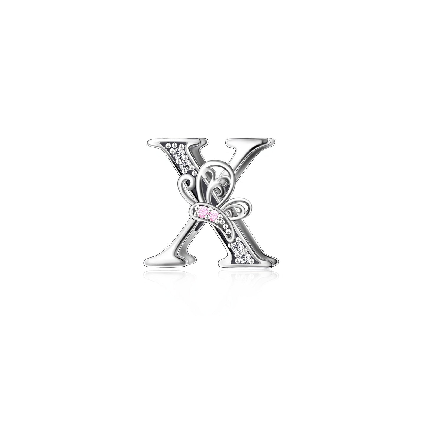 Exquisite 925 Sterling Silver Alphabet and Butterfly Charm Beads with Cubic Zirconia Accents - Great for Crafting Bracelets and Jewelry, Stunning Christmas Present