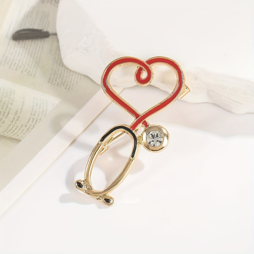 Fashionable stethoscope brooch pin made of alloy, perfect for daily wear or as a holiday gift.