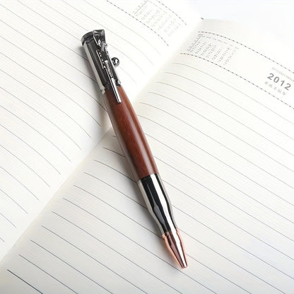 1 ballpoint pen with leather case and rosewood pen holder, suitable for business and student gifts.