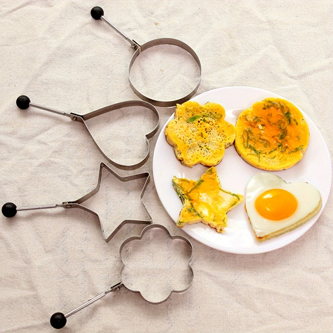 Set of 5 Stainless Steel Egg Molds, Including Heart and Star Shapes, Perfect for Making Fun Breakfasts in Your Home Kitchen