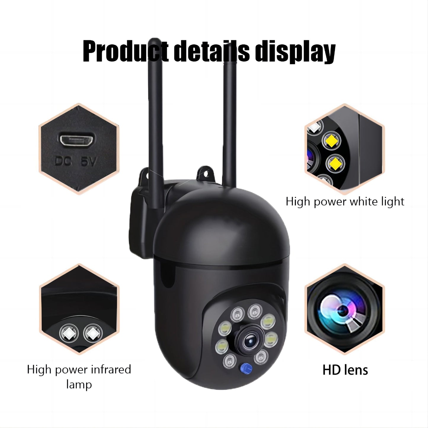 HD WiFi Security Camera by Teruhal with 355° Pan/Tilt, Intercom, Remote Night Vision for Indoor & Outdoor Use. Control via Smartphone App, Wireless with TF Card/Cloud Storage Option.