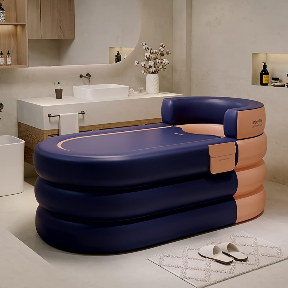 Portable and foldable spa bathtub with thick, easy-inflate and drain design for indoor/outdoor use.