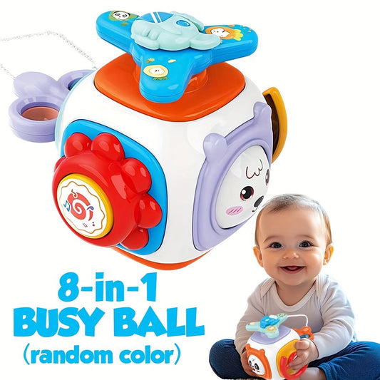 EDUVANKU presents the 1pc 8-in-1 Busy Ball Cube, a fun and engaging ABS educational toy designed for toddlers. This multi-function toy features activities that promote fine motor skills development, hand-eye coordination, and thinking skills. The Busy