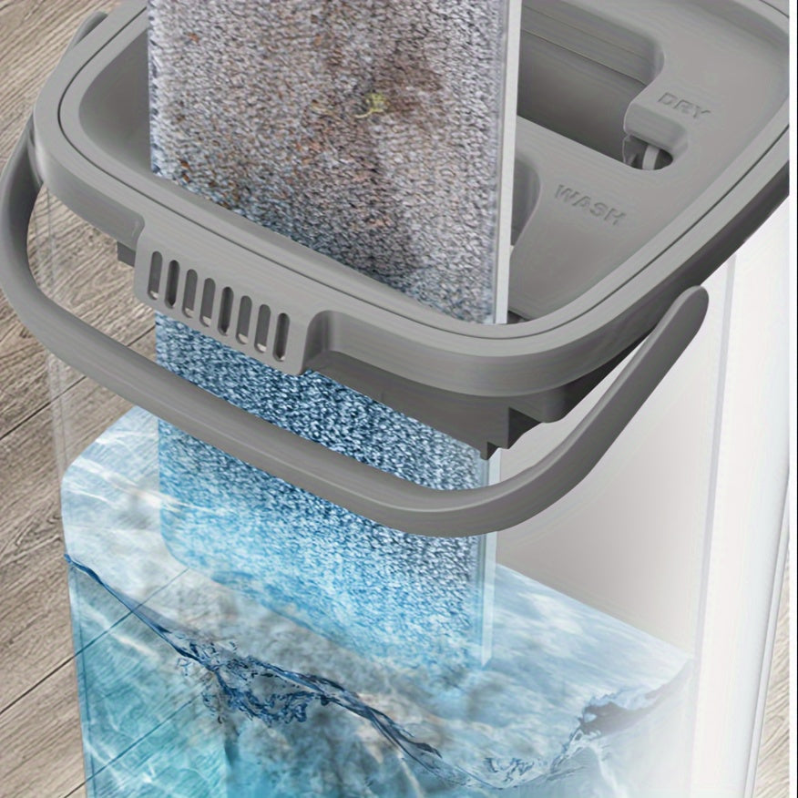 Hands-Free Wash Flat Floor Mop and Bucket Set - Perfect for Cleaning Hardwood, Laminate, Tile, and Wooden Floors - Includes Dust Removal Mop, Wet and Dry Use - Must-Have Cleaning Tool