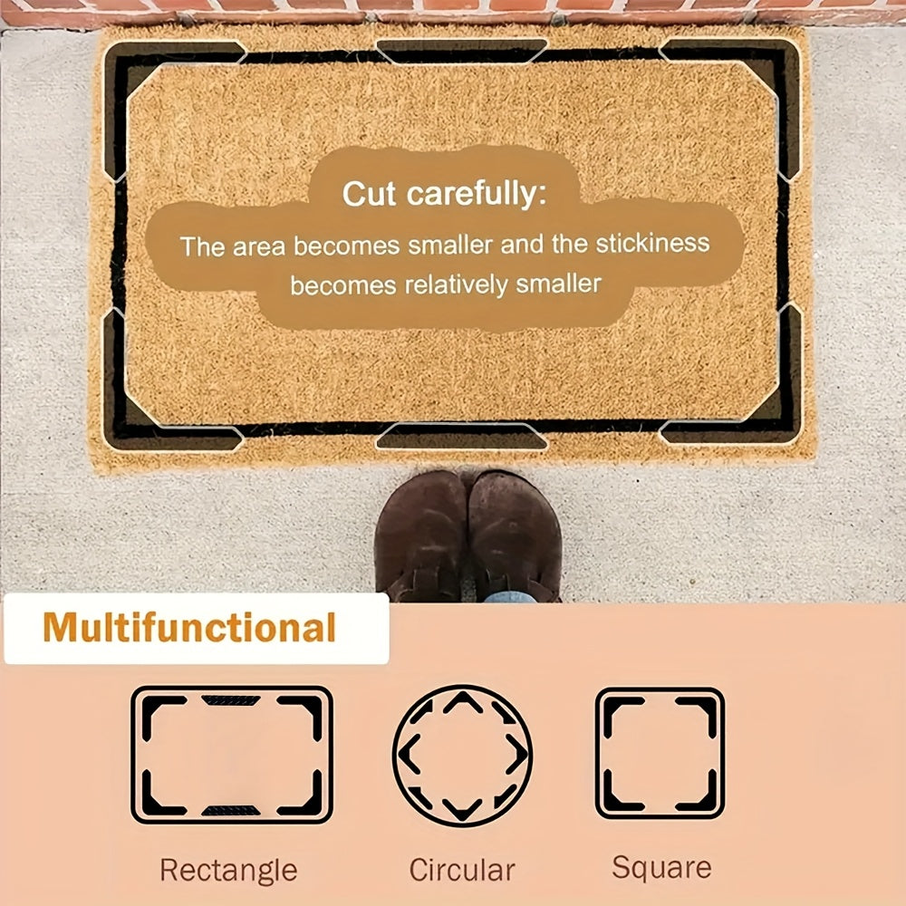 Prevent carpet slippage and curling with these durable plastic rug grippers. This set of 6 or 12 non-slip carpet stickers is reusable and ideal for use in the living room, bedroom, or any indoor space.