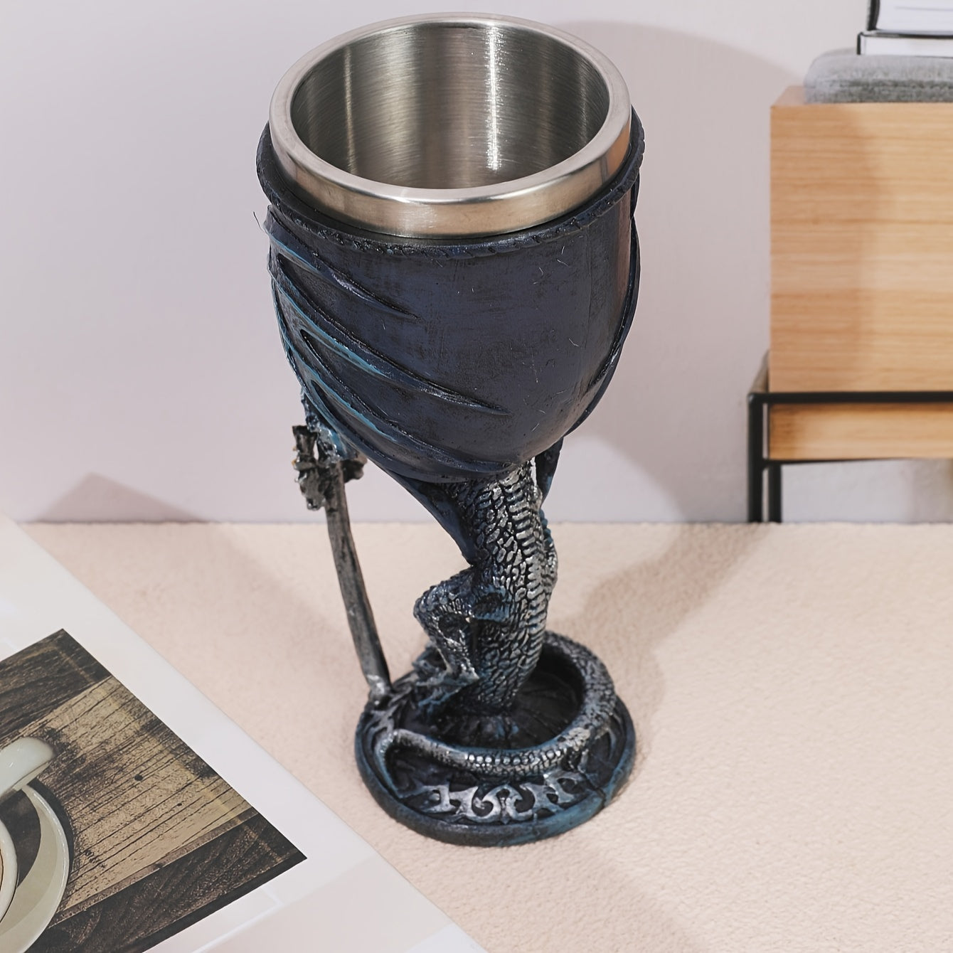 Dragon Sword Cup, 200ml, Resin Stainless Steel, Gothic Design, Perfect for Parties and Home Decor.