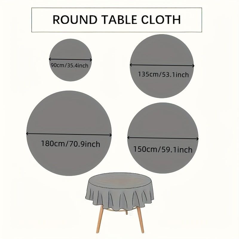 Polyester round tablecloth with lace border, ideal for various occasions in multiple sizes.