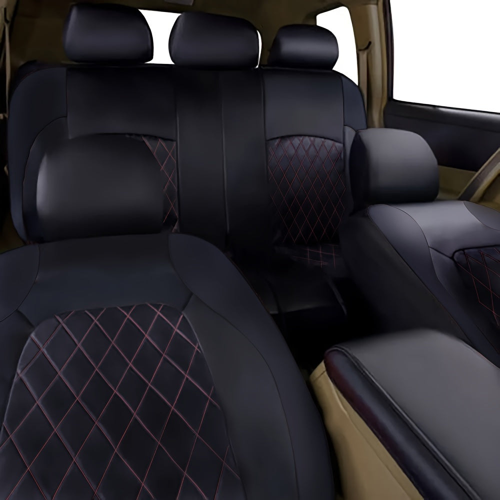 PVC Quilted Leather Car Seat Covers are Waterproof and Universally Sized for All Seasons.