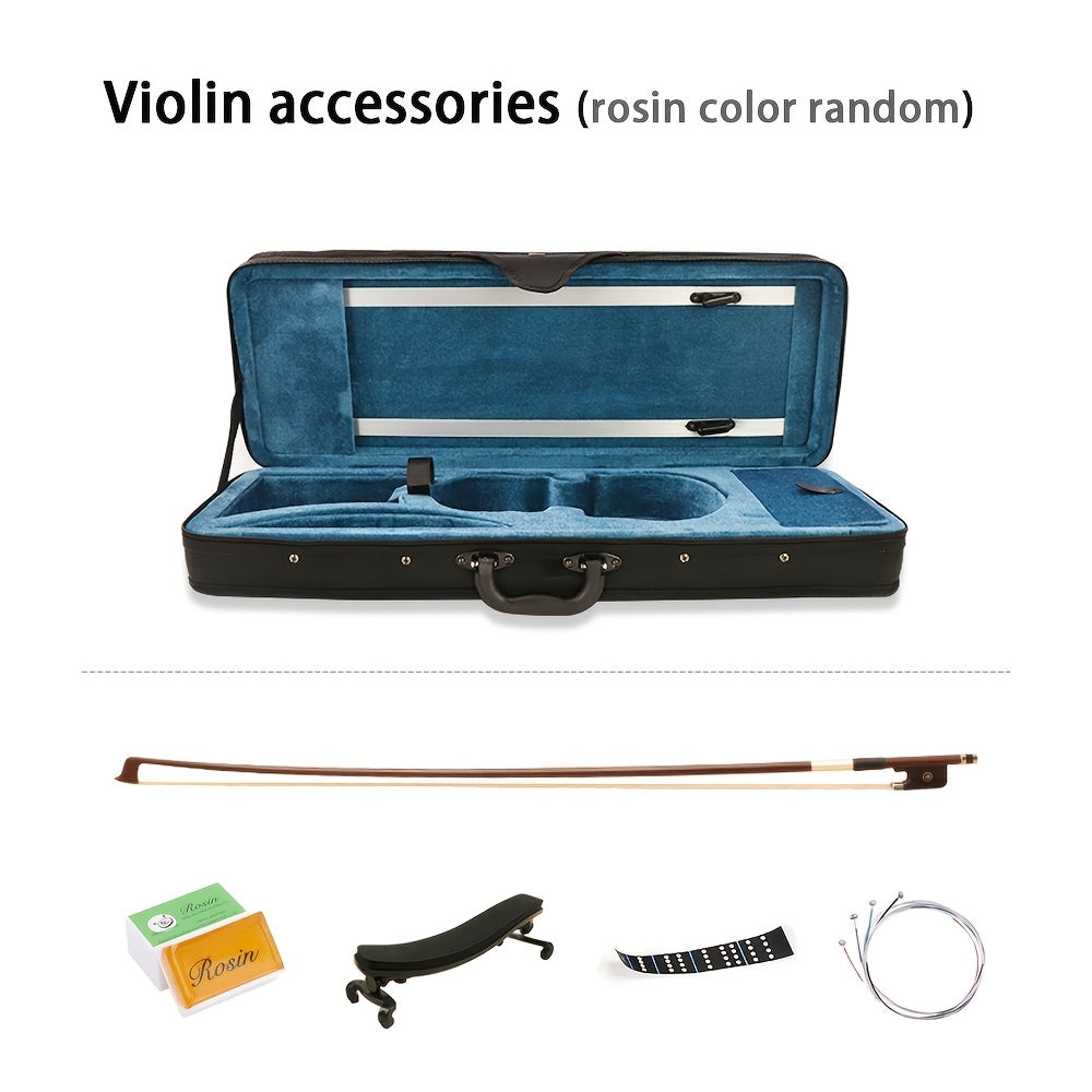 Complete violin ensemble with classic design and fine craftsmanship, includes L&K K-10 Tiger Stripe Maple Wood Violin Set, 4/4 Full Size 1716 Replica, Olive Brown with Spruce Top, Ebony