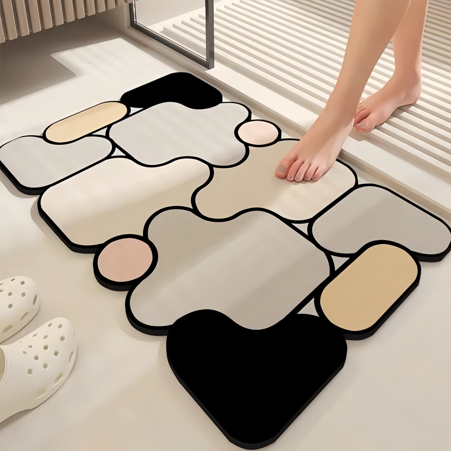 Diatomaceous Earth Bath Mat - 1 Piece, Creative Puzzle Design, Non-Slip, Super Absorbent & Quick Dry, Soft Shower Rug for Christmas Decor, Easy to Clean with Strong Grip.