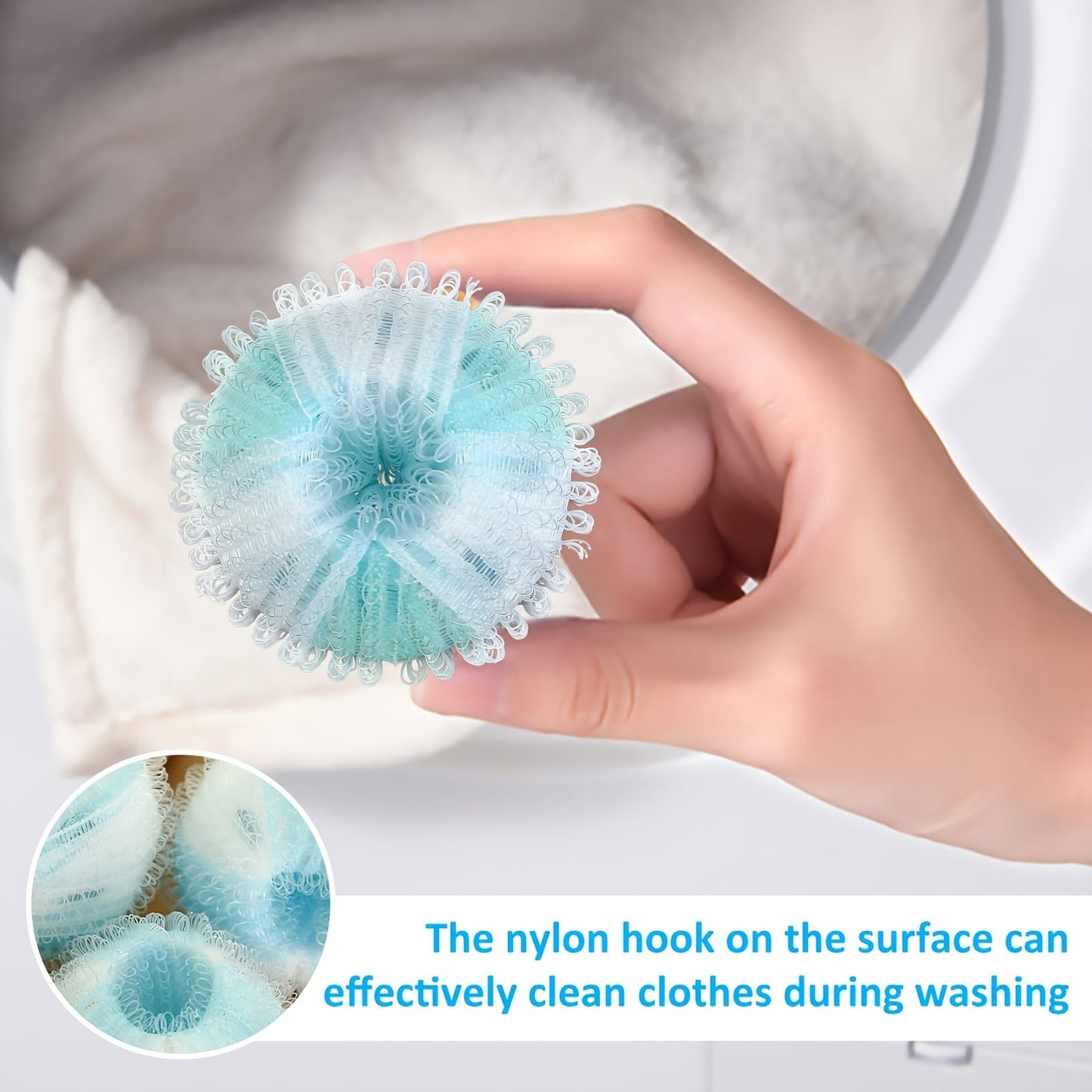 5-Pack of reusable pet hair remover balls for laundry - perfect for removing dog and cat fur lint without the need for electricity. Great for cleaning clothes, bedding, and the bathroom without using batteries.