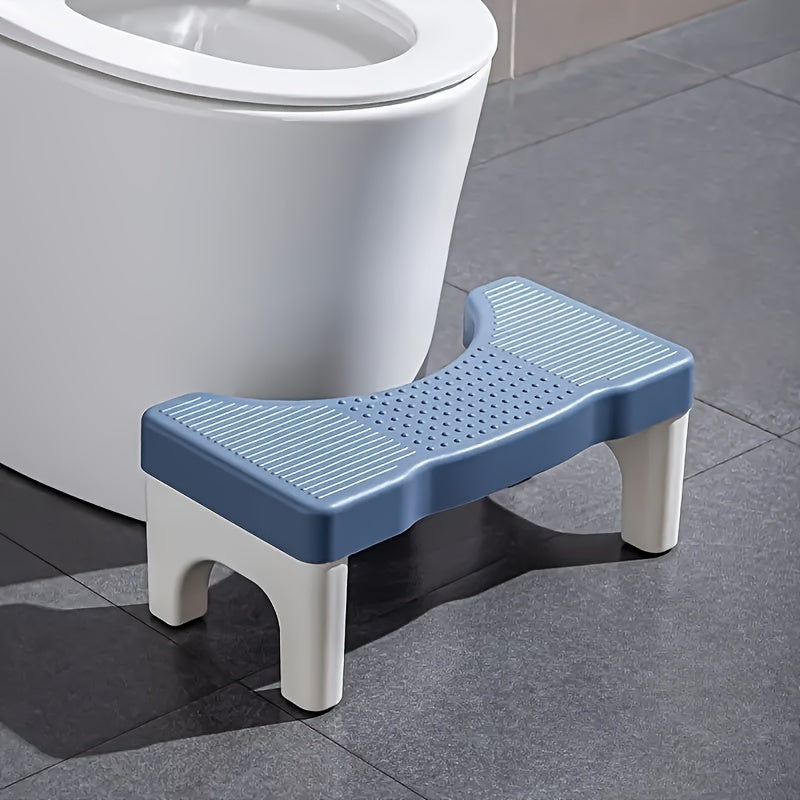 1pc Ergonomic Folding Toilet Step Stool with Durable Plastic Construction and Space-Saving Design, featuring Anti-Slip Feet and a 35-Degree Comfort Angle for Essential Bathroom Aid.