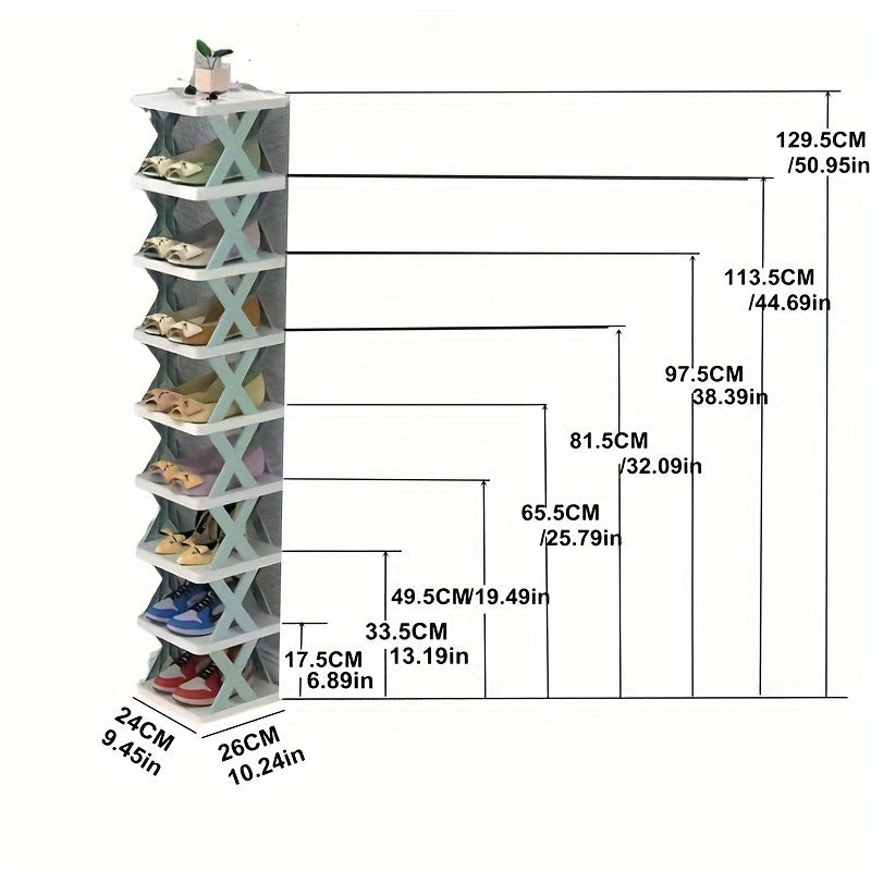 Folding Shoe Rack that Saves Space - Easy Assembly for Compact Storage in Entryway, Office, and Bathroom.