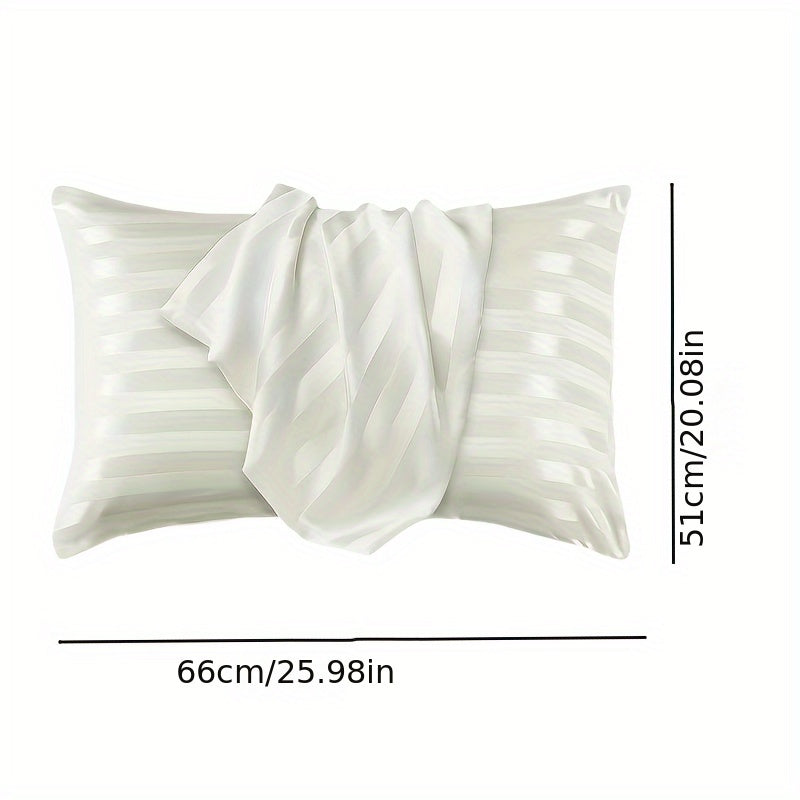 Satin Pillowcase with Envelope Closure, Striped Design, 100% Polyester, Hypoallergenic, Machine Washable, Woven Fabric, 180-200 gsm, Suitable for Bed and Sofa Decoration