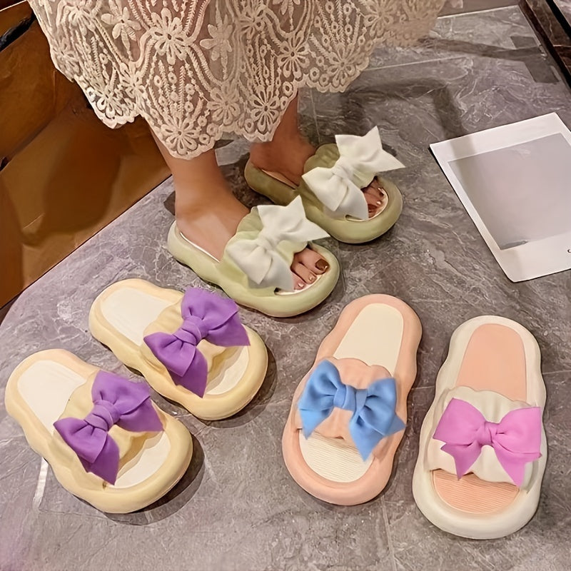 Macaron color slip-on sandals with thick sole, PVC material, low heel - suitable for all seasons.