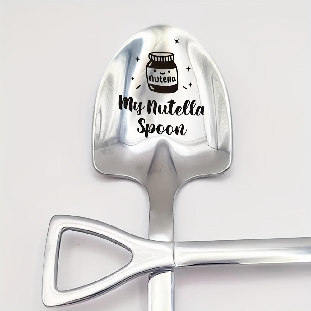 Nutella-themed stainless steel spoon for coffee, tea, and dessert, perfect gift for loved ones.