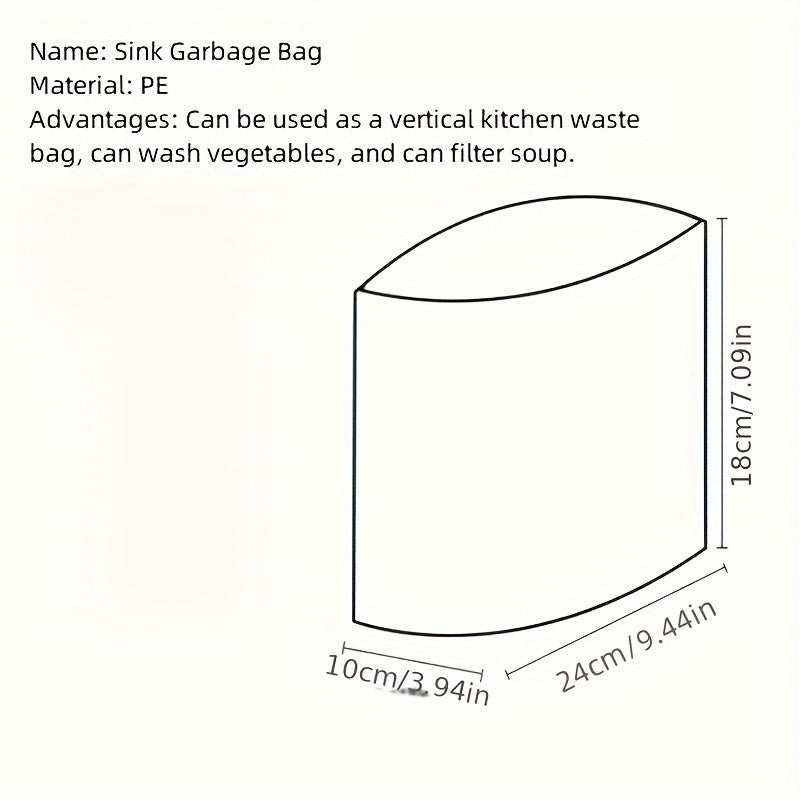 These Disposable PE Kitchen Trash Bags come in a pack of 30 and are designed to be leak-proof and recyclable. They feature a drainage design and are suitable for waste disposal. Compatible with standard 2.51-gallon and 3.17-gallon trash bins, they are