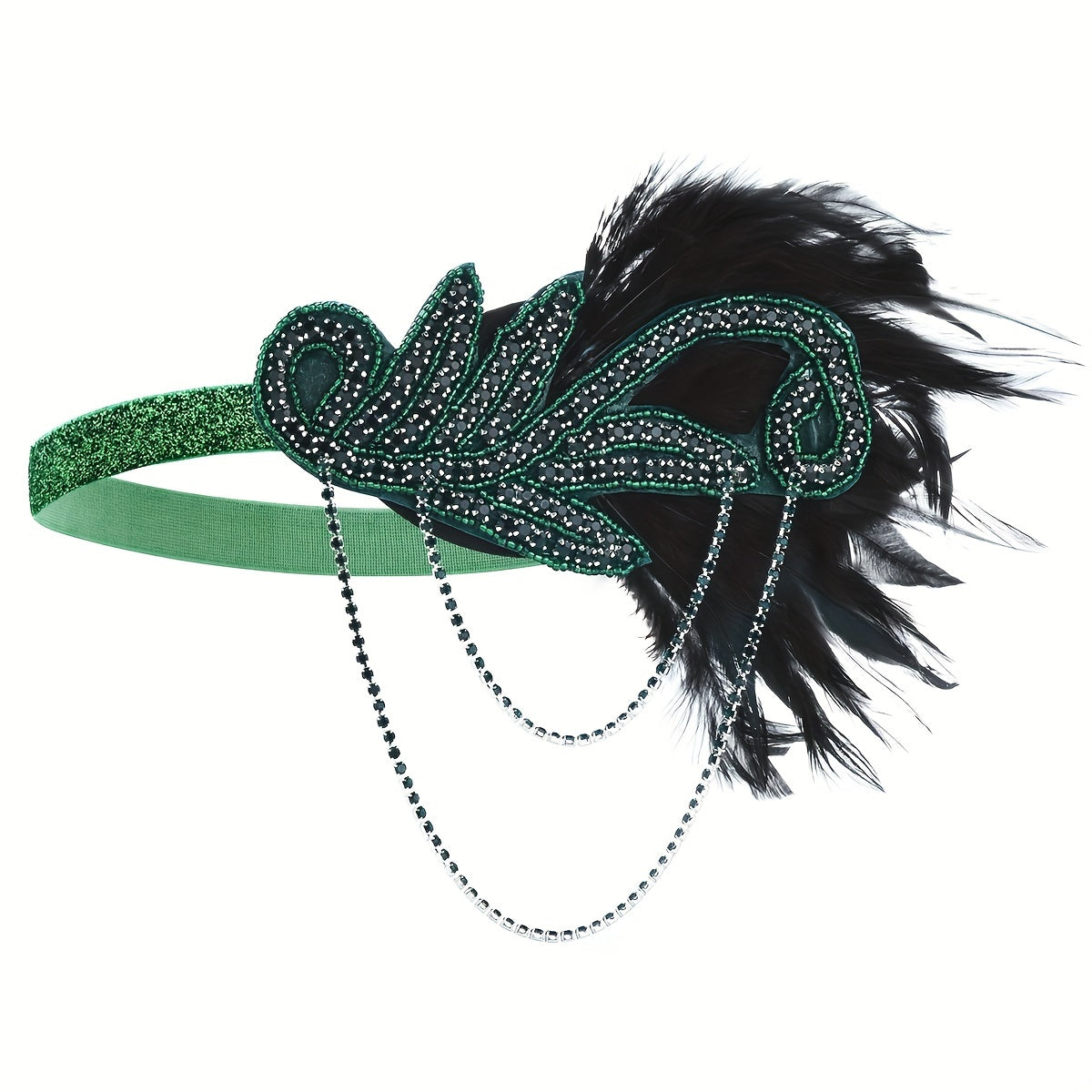 Faux Feather Headband with 1920's Style for Bachelorette Party, Masquerade, Halloween, and Rave - Hair Accessory for Women