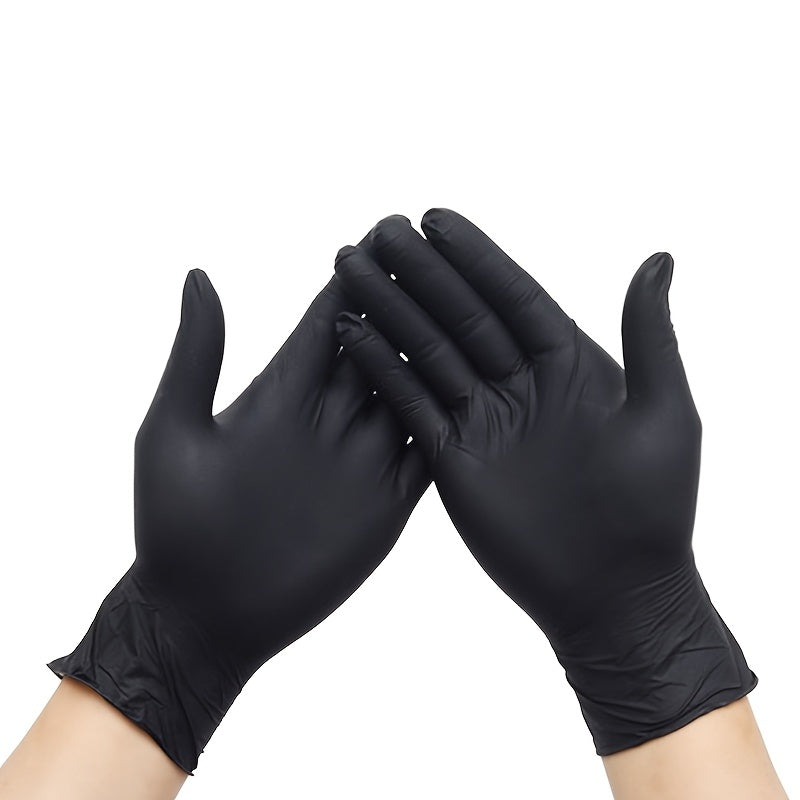 Get a pack of black disposable nitrile gloves in sets of 100, 50, or 20 pieces. These gloves are perfect for a variety of tasks such as kitchen dishwashing, cleaning, tattooing, working in hotels, hair salons, and pet care. They are essential tools for