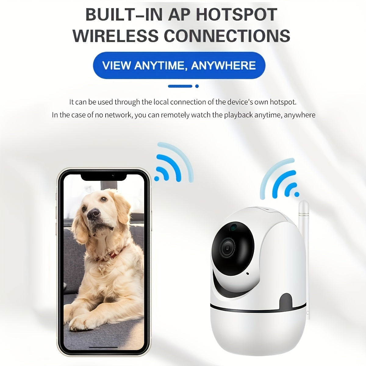 Wireless security camera with 1080P HD, auto-tracking, motion detection, night vision & two-way audio - perfect for home monitoring.