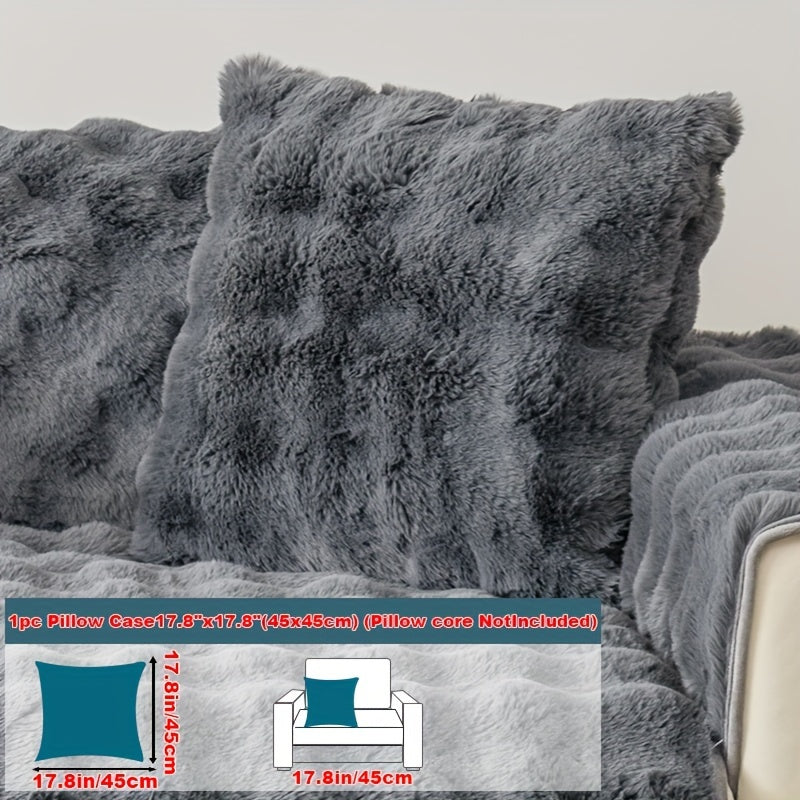 Faux rabbit fur sofa cover for cozy winter warmth. Pet-friendly, machine washable. Fits single to four-seater sofas. Perfect for living room, bedroom, office decor.