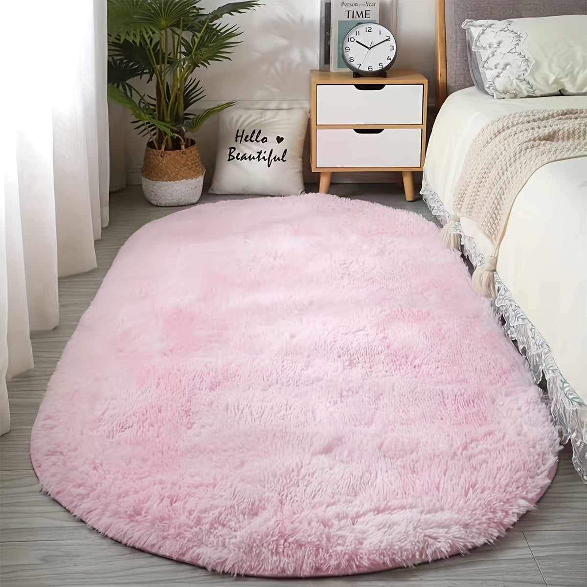 Indulge in Luxury with Our Super Soft Oval Rug - Easily Washable, Non-Slip Plush Mat Perfect for Bedroom, Living Room, and Home Decor. Lightweight and Simple to Maintain, This Rug is an Ideal Gift for Christmas, Halloween, or Thanksgiving.