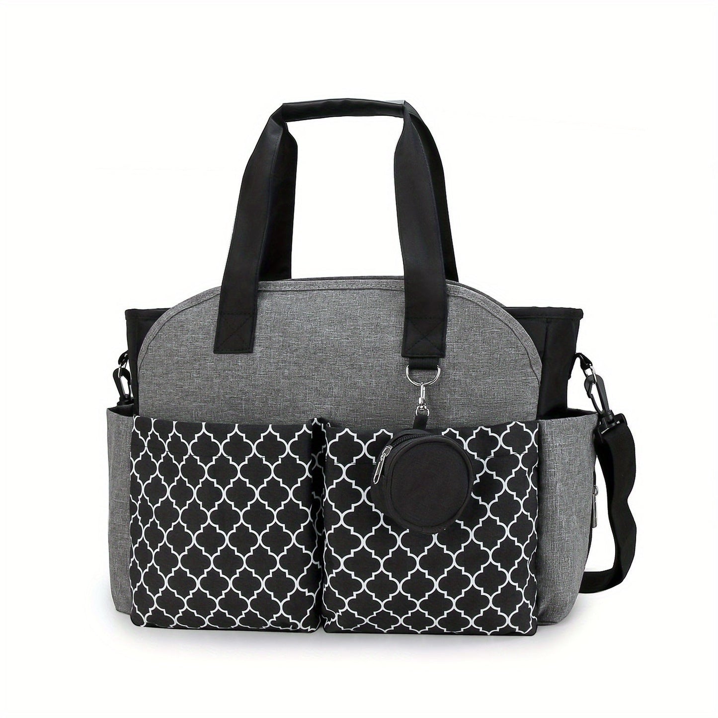 Convenient Mommy Bag with Stylish Geometric Pattern, Milk Bottle Holder, Ideal for Mother and Baby On-the-Go. Perfect Gift for Holidays like Halloween, Thanksgiving, and Christmas.