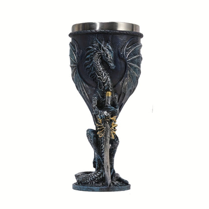 Dragon Sword Cup, 200ml, Resin Stainless Steel, Gothic Design, Perfect for Parties and Home Decor.