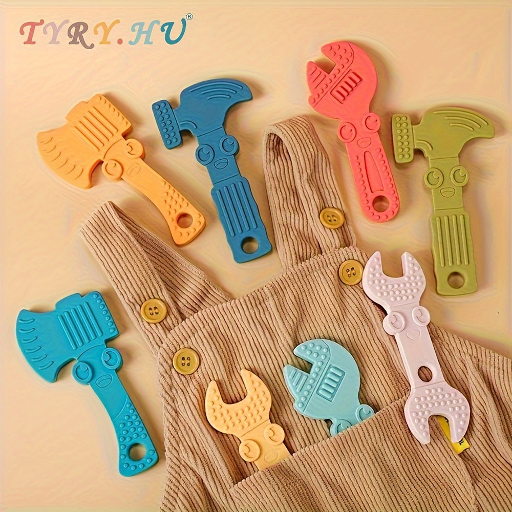 TYRY.HU 4-Pack Baby Tools Toys, Made from BPA-Free Silicone, Includes Soft-Textured Hammer, Wrench, Spanner, and Pliers, Perfect for Boys & Girls, Easy to Grip & Clean, Great Gift for Christmas & Thanksgiving