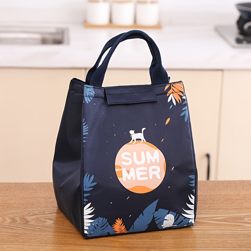 A polyester insulated lunch bag with a magical forest theme. Features animal patterns and a large capacity in a rectangle shape. Perfect for work, school, and keeping fruit stored at the right temperature. Hand wash care recommended.