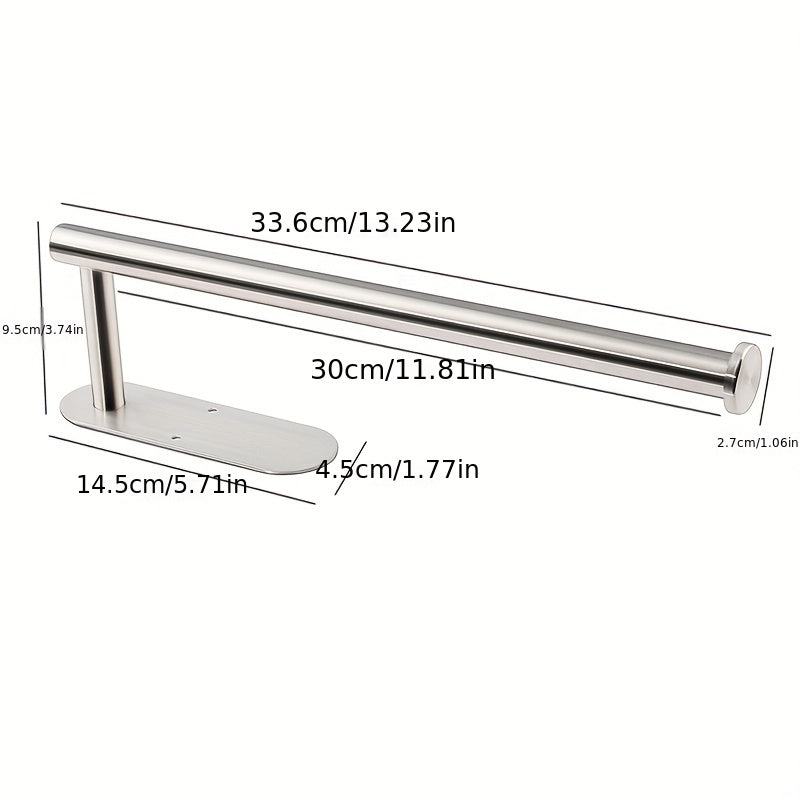 Stainless Steel Tissue Roll Holder for Kitchen - Self-Adhesive Under Cabinet Mount - Suitable for Bulk Paper - Includes Adhesive and Screw for Safe Installation