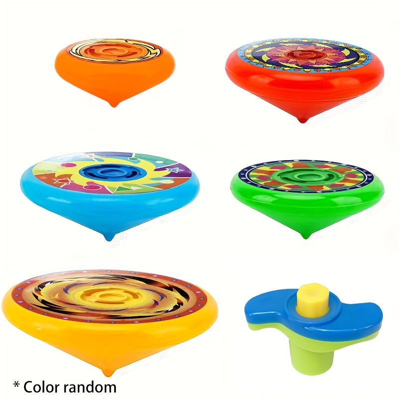 Set of 5 Vibrant Multi-Layer Spinning Tops - Perfect for Stacking and Battle Games