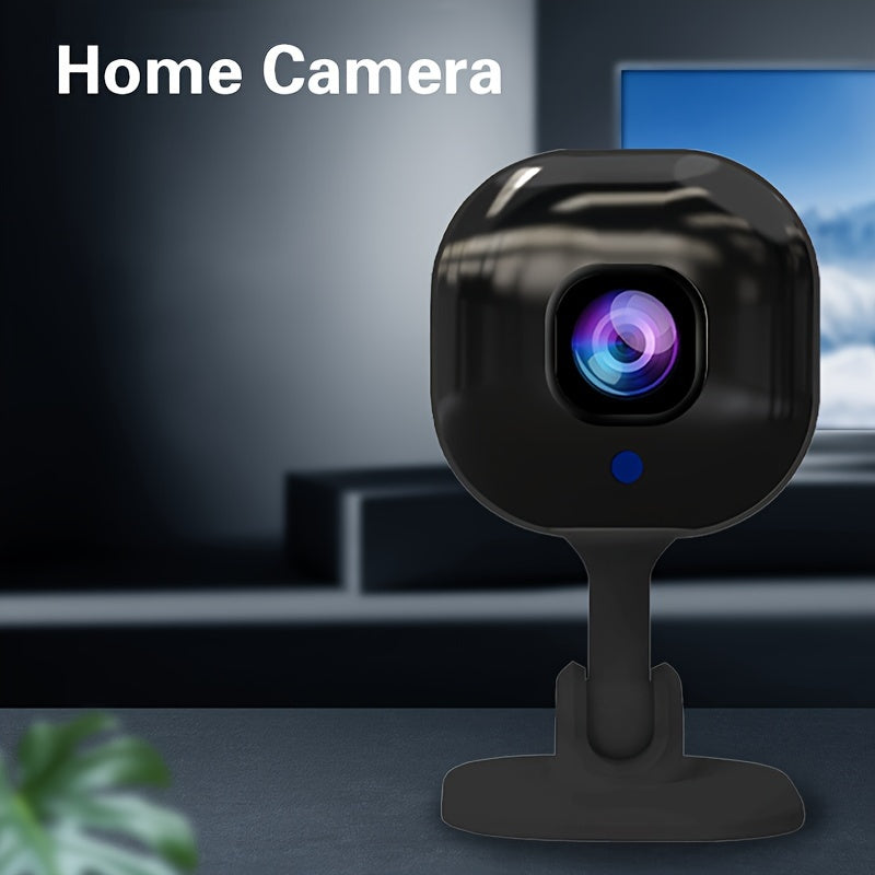 Home surveillance camera with wireless 2.4G WiFi connectivity, night vision, motion detection, instant alert capabilities, two-way audio, remote monitoring, and 480p video quality. USB powered for easy setup, designed for home and pet security, suitable