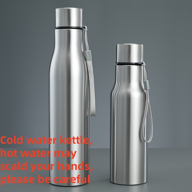 Lightweight stainless steel water bottle, PVC-free, hand wash only, perfect for active lifestyles and fitness enthusiasts. Available in 750ml and 1000ml sizes.