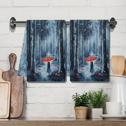 Get your hands on a set of two ultra-soft kitchen towels that showcase the mesmerizing beauty of a rain-soaked forest. These highly absorbent dish and hand towels are ideal for holiday decoration and can be easily cleaned in the washing machine. Each