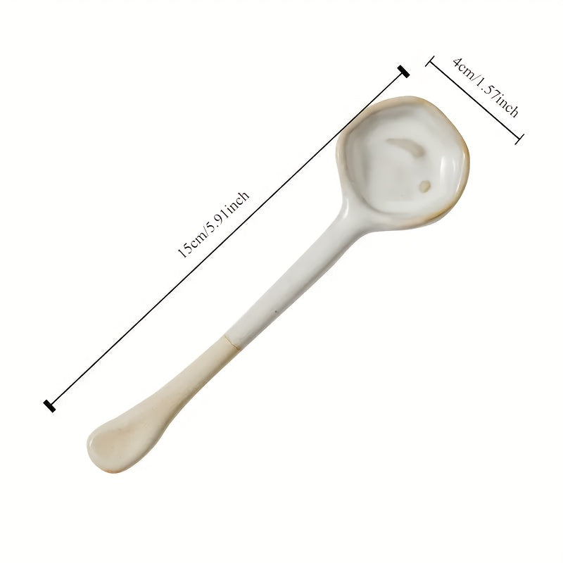 Get a set of stylish Retro European Style Ceramic Coffee Spoons - includes 4 pieces. These heat-resistant spoons are perfect for stirring coffee, salads, breakfast, or soups at family gatherings. Ideal for use in kitchens, dormitories, or restaurants. A