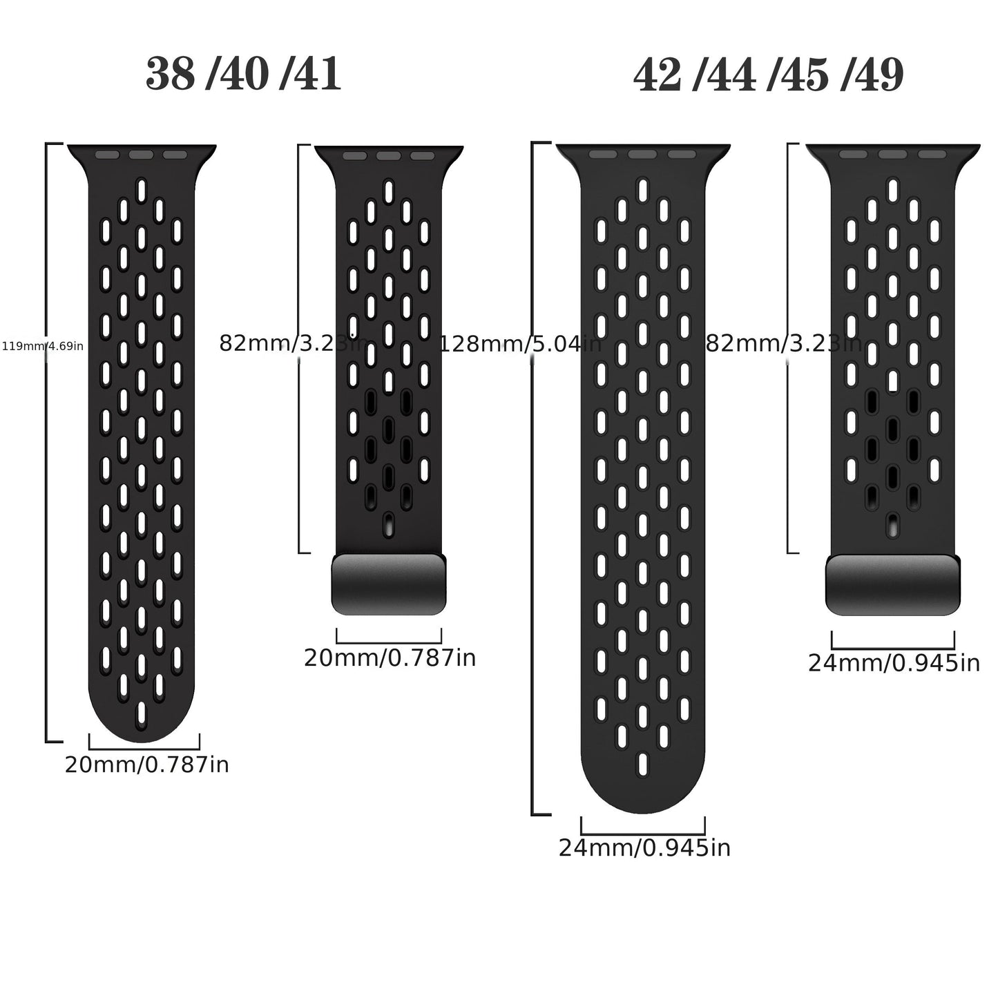 Силиконовый ремешок с дышащими отверстиями для Apple Watch, совместимый с iWatch Series 1-8, водонепроницаемый и магнитный, идеальный рождественский подарок для часов 38 мм-49 мм.