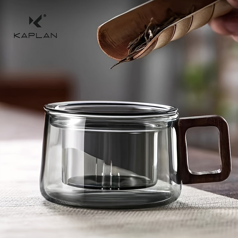 1 pc 200ml glass tea cup with infuser, heat-resistant, reusable, ideal for home and office, great for loose leaf tea.