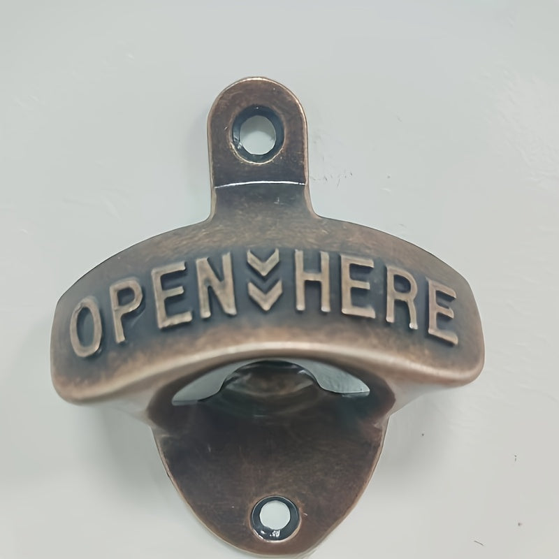 Durable vintage cast iron wall-mounted bottle opener for home, bar, and parties.