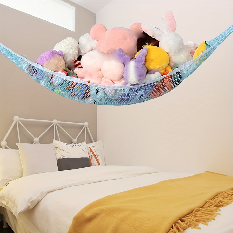 Stuffed Animal Net: A stylish and functional way to organize your stuffed animals. Perfect for hanging in a corner of your wall, this mesh net doubles as a home decoration piece. Great for keeping your bedroom or living room clutter-free. Makes for a