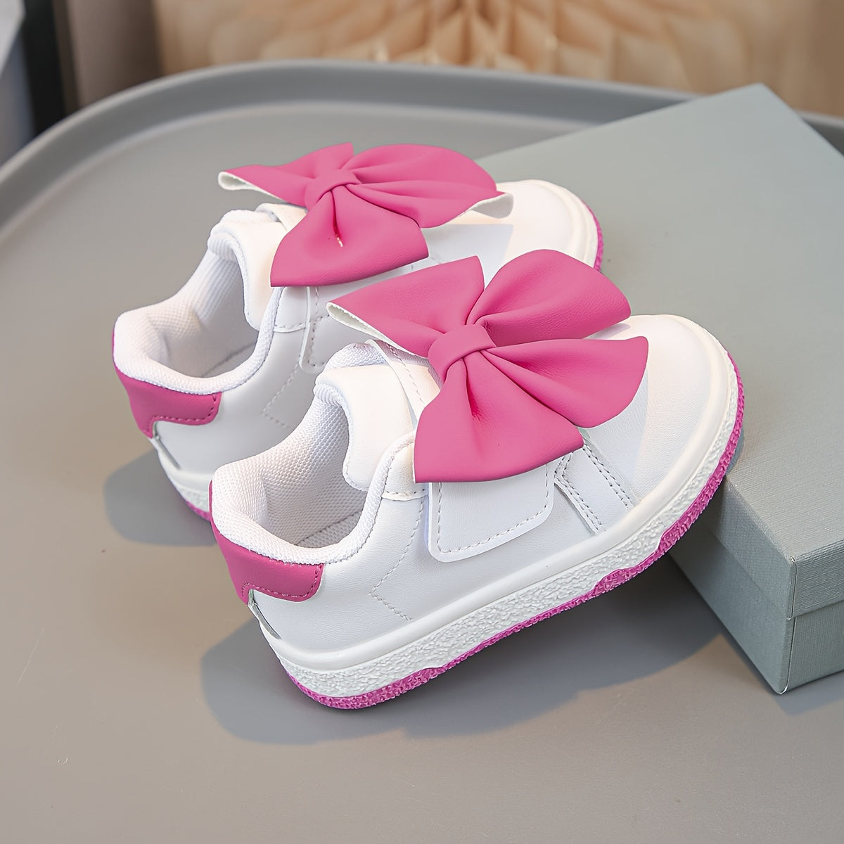 Girls' White Shoes with Seasonal Pink Bows