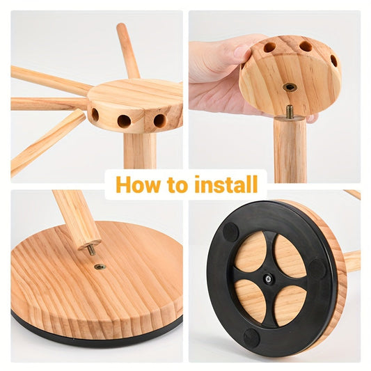 Wooden Pasta Drying Rack - Features Rotating Design, Natural Finish, Ideal for Kitchen & Restaurant Pasta Making