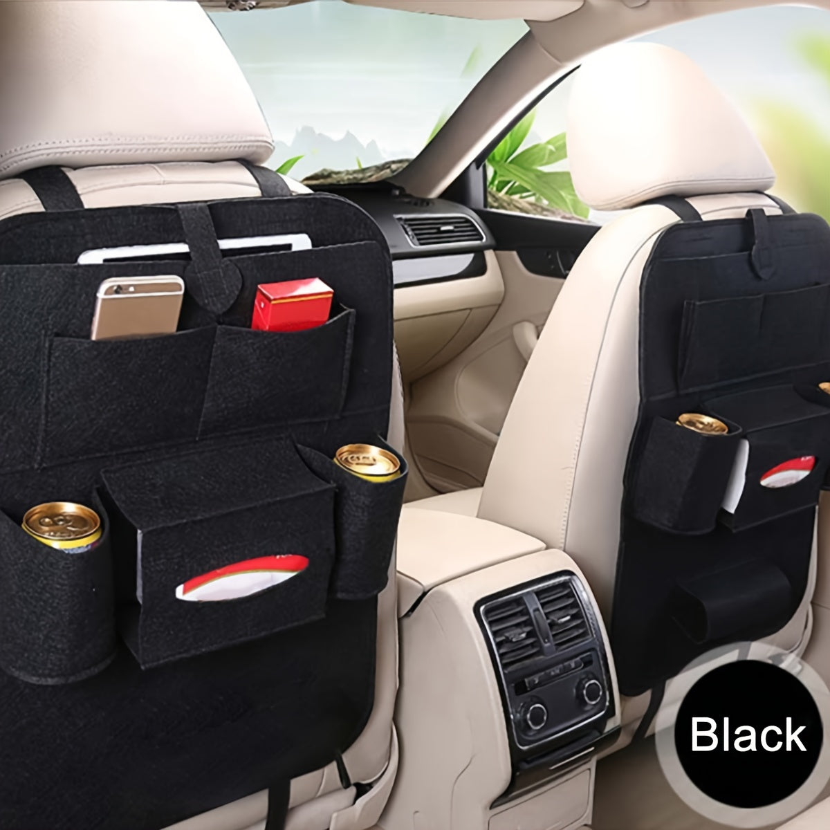 1pc Felt Car Seat Storage Bag - Ideal for Interior Supplies, Children's Goods, and More - Attaches to Backrest