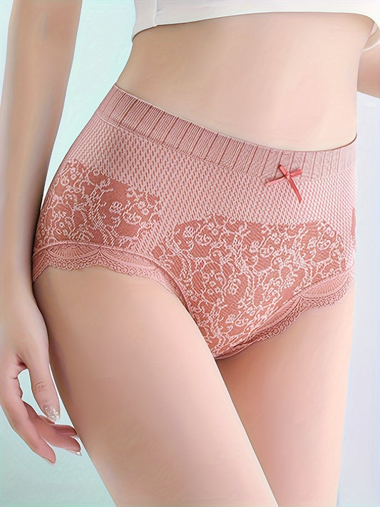 3 pairs of comfortable and breathable lace briefs with scallop trim, for women's lingerie and underwear.