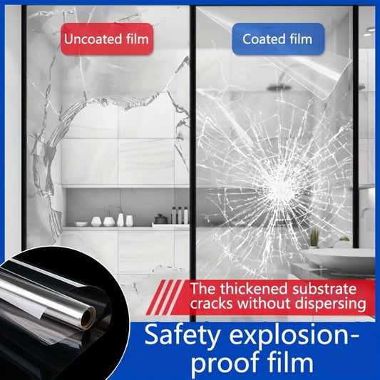 Modern PVC Safety Glass Film that is easily applied by peeling and sticking. This 2mil thick film is explosion-proof and self-adhesive, perfect for use on shower doors, windows, and for home protection.