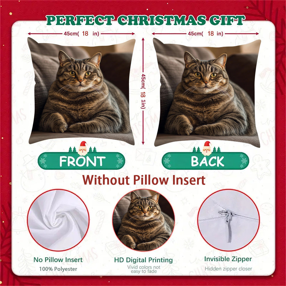 Add charm to your home with this reversible Cat-themed throw pillow cover. Suitable for all seasons and special occasions like Valentine's Day, Thanksgiving, and Christmas. Made of durable polyester, insert not included. Perfect for cat lovers looking to