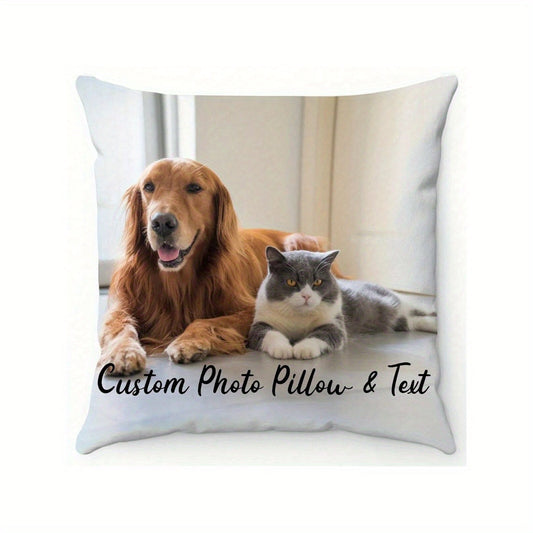 Personalized photo pillowcase made from soft polyester with a zip closure, easily machine washable. Ideal for adding a personal touch to your home decor or giving as a thoughtful gift for anniversaries and special occasions.